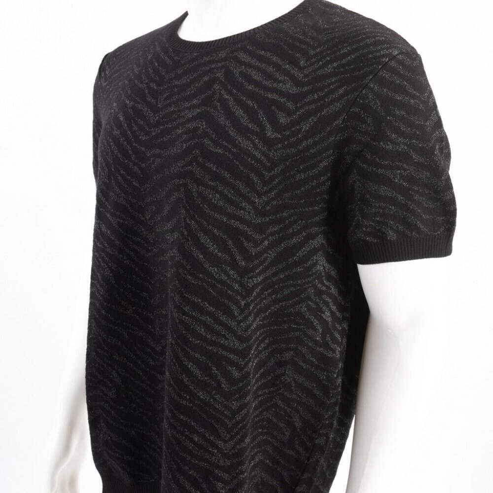 Zara Men Jacquard Sweater T-Shirt XL Black Shimmer_3